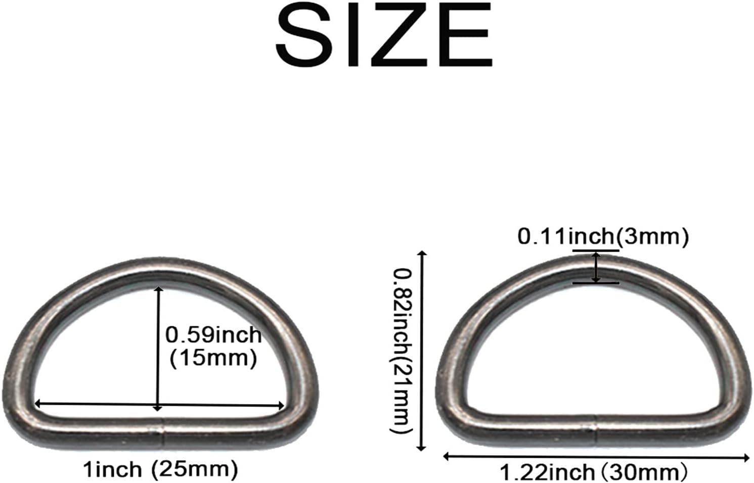 Anillos D de metal con hebillas en D  Clips de hebilla en forma de D no soldados de 1 pulgada, hebillas de cinturón, bolsas de hardware, anillo para