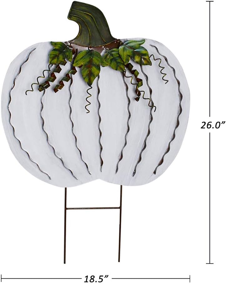 Morning View Estaca de metal con diseño de calabaza para jardín, decoración de otoño, decoración de calabazas rústicas para patio, decoración de