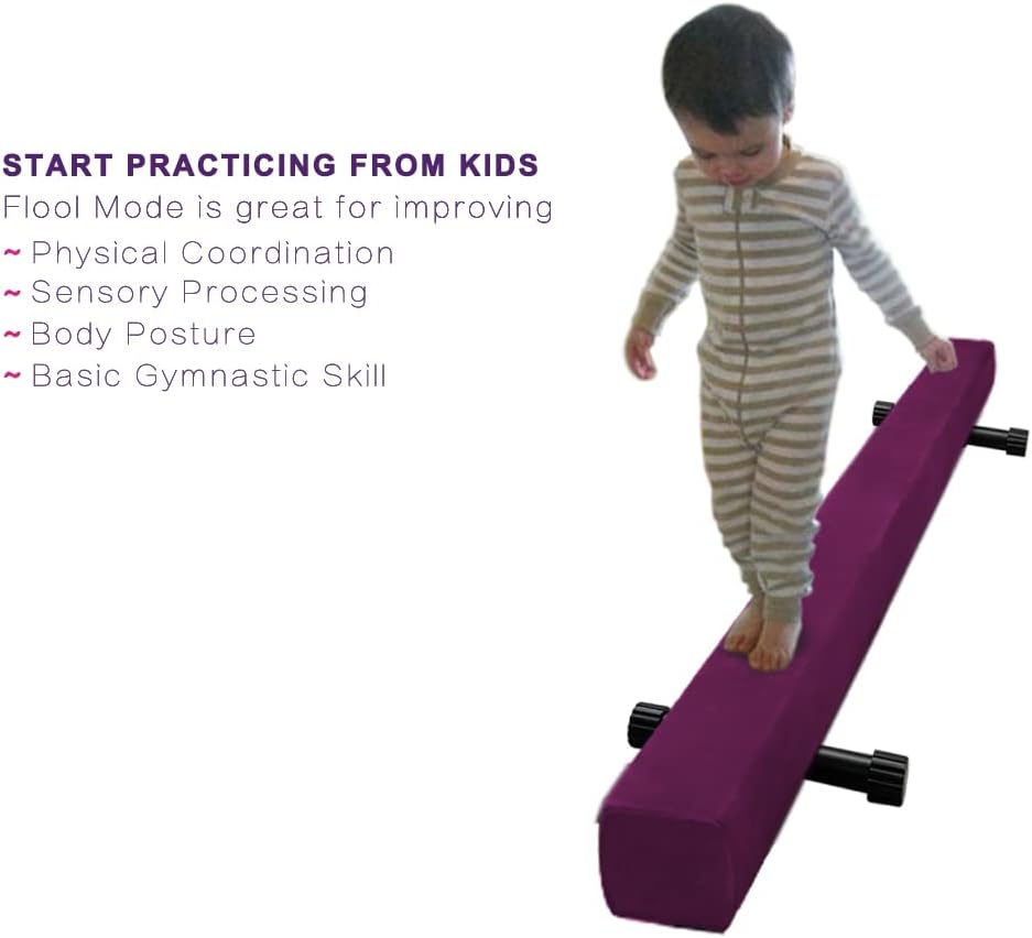 8ft Ultrasimple Adjustable&Foldable Balance Beam,High-Low Floor Beam Suede Gymnastics Equipment,No Tool Require, Gymnastics Beam for