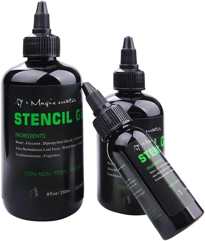 Illusionist Tattoo Stencil Transfer Gel Solution- Produce plantillas oscuras y limpias – Dura todo el día (1 onza)