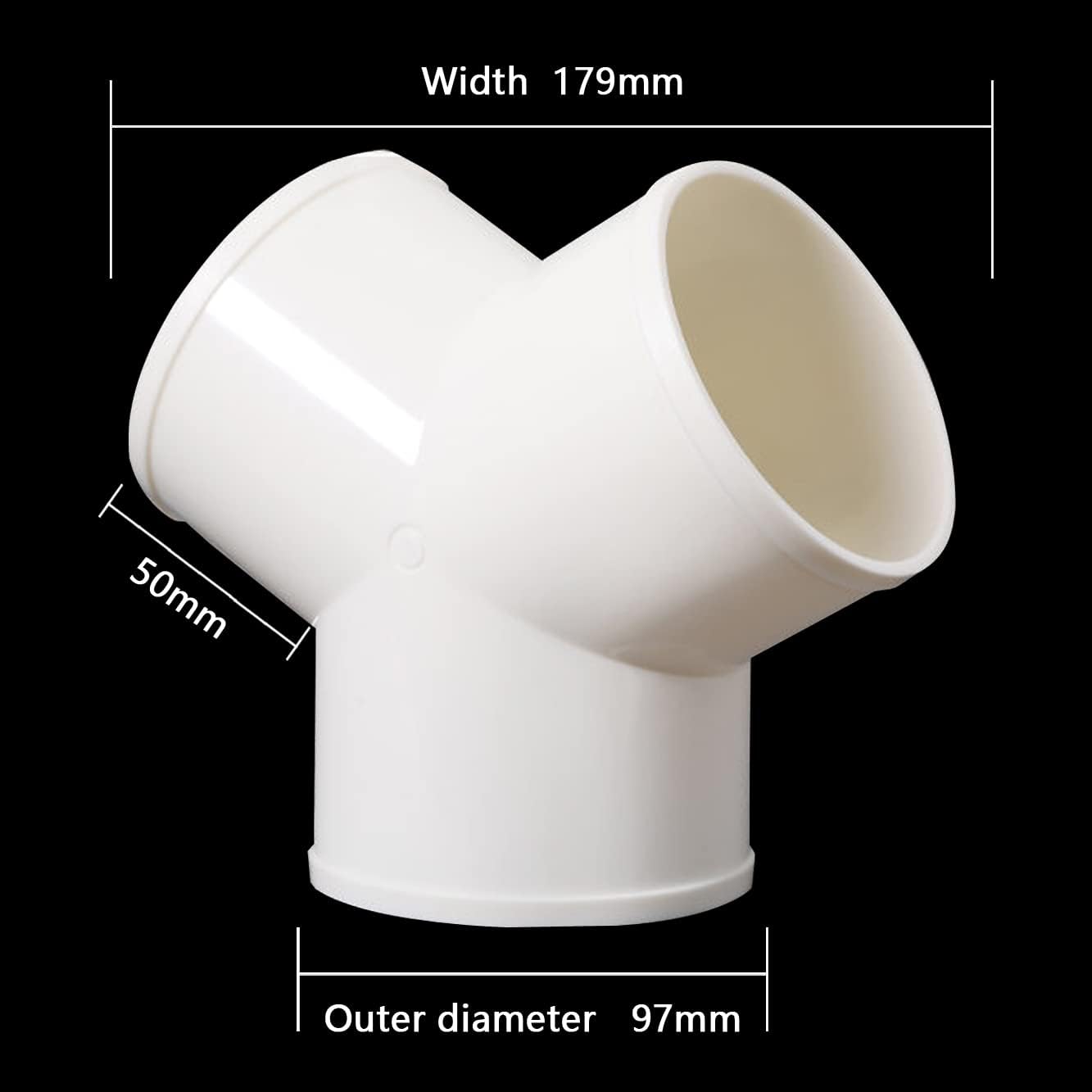Conector de conducto en forma de Y de 3 vías, divisor de conducto ABS para manguera de ventilación de secadora de extractor, 4 pulgadas de diámetro