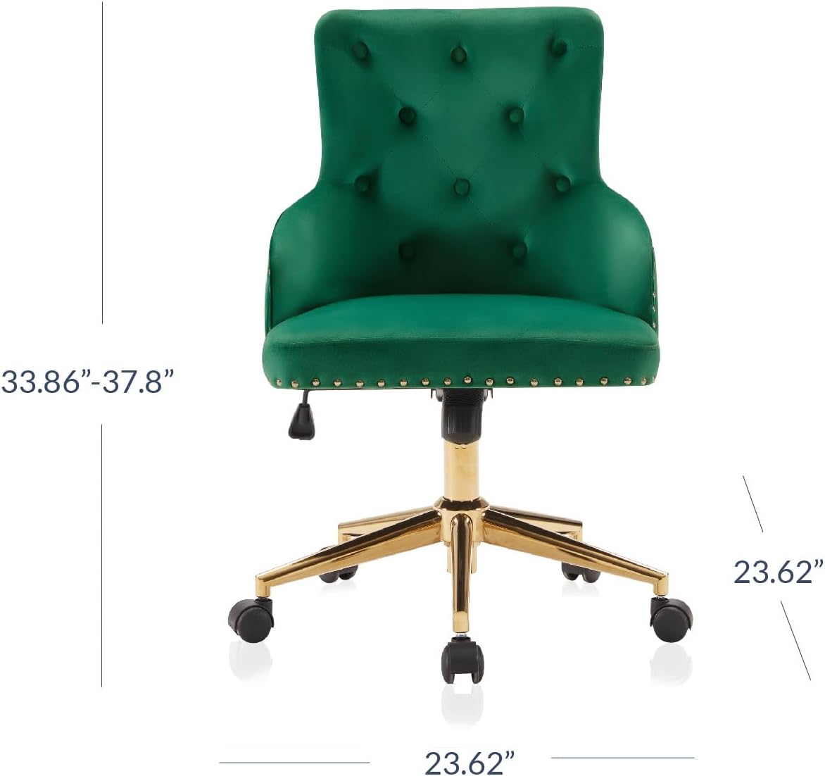 BELLEZE Belden – Silla de escritorio moderna de terciopelo para oficina en casa o dormitorio, asiento tapizado con brazos delgados, altura