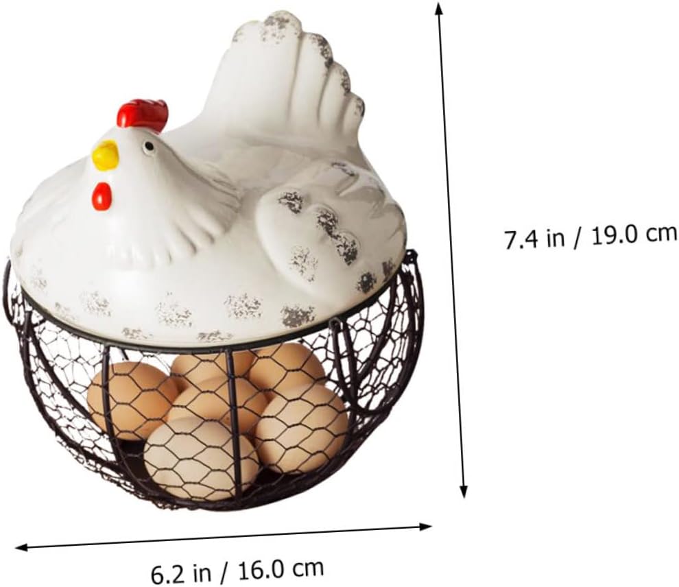 NOLITOY Cesta de almacenamiento de hierro forjado cesta de almacenamiento de alambre negro tazón de fruta fresco huevo cesta de malla de alambre