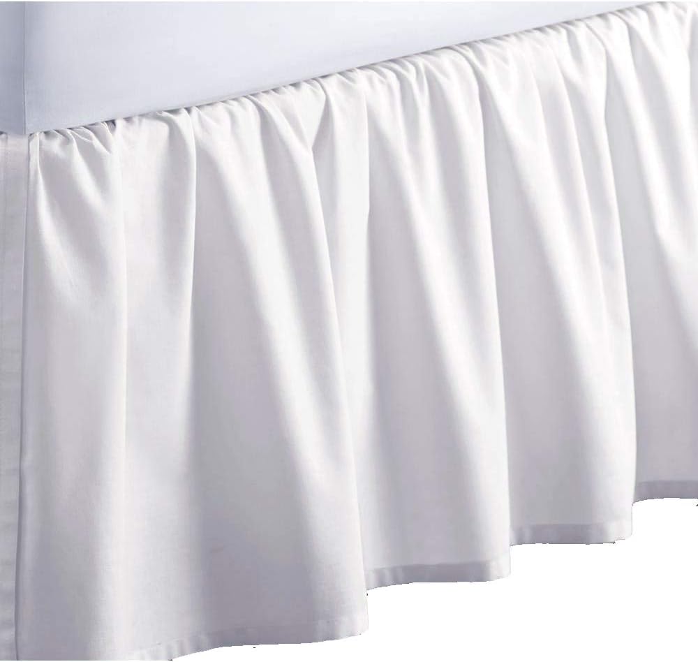Queen’s Linen Falda de cuna con volantes blancos para cuna con esquinas divididas, volantes de polvo para cuna Standrad 14 caídas (28 x 52 pulgadas)