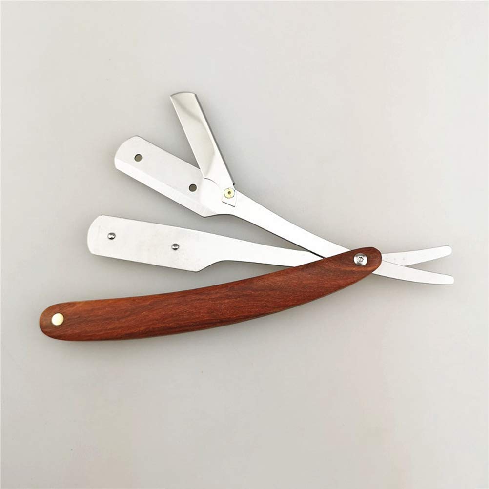 Beaupretty Maquinillas de afeitar de acero rectas elegantes para hombre, estilo vintage, lacio, de metal, maquinilla de afeitar de peluquero sin