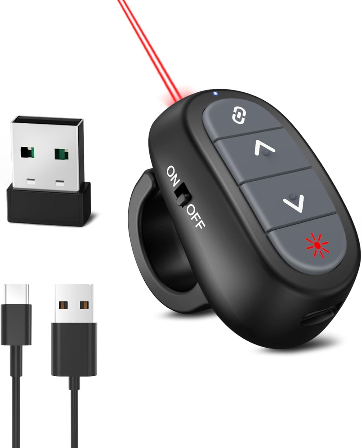 Presentación Clicker PowerPoint Wireless Presenter Remote Puntero láser Clickers de computadora, Hyperlink Finger Ring Project Power Point PPT