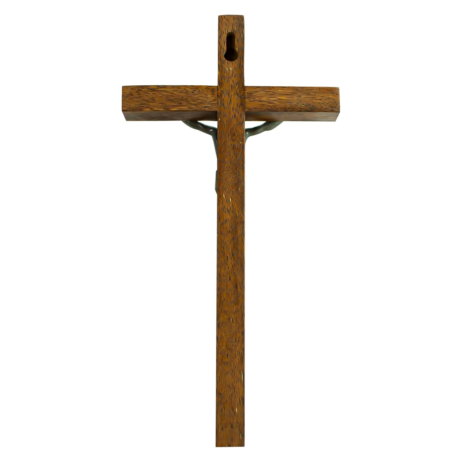 Crucifix Wall Cross, 10 Inch Wood Crucifix for Wall, with Wooden Rosary, Handmade Catholic Crosses