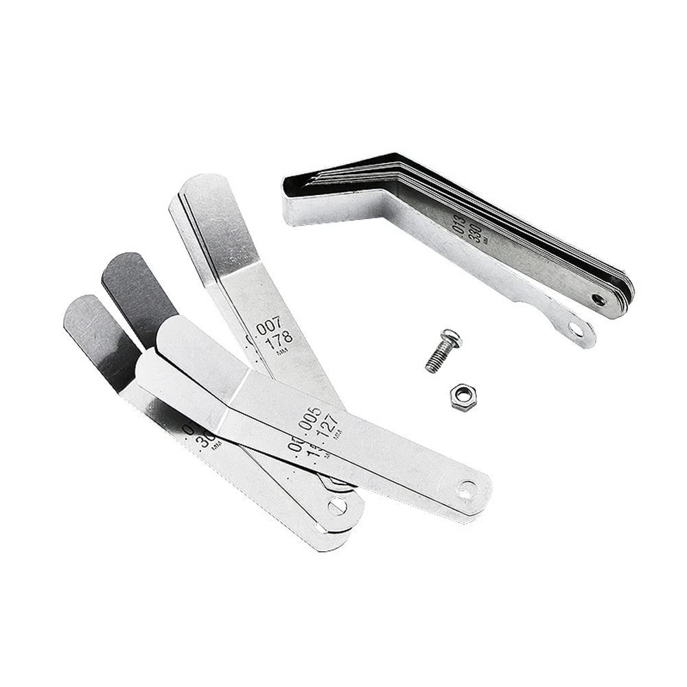1 unidad de medidor de 16 cuchillas, calibre de acero inoxidable, calibre de espesor, herramienta de medición métrica e imperial de doble marcado,