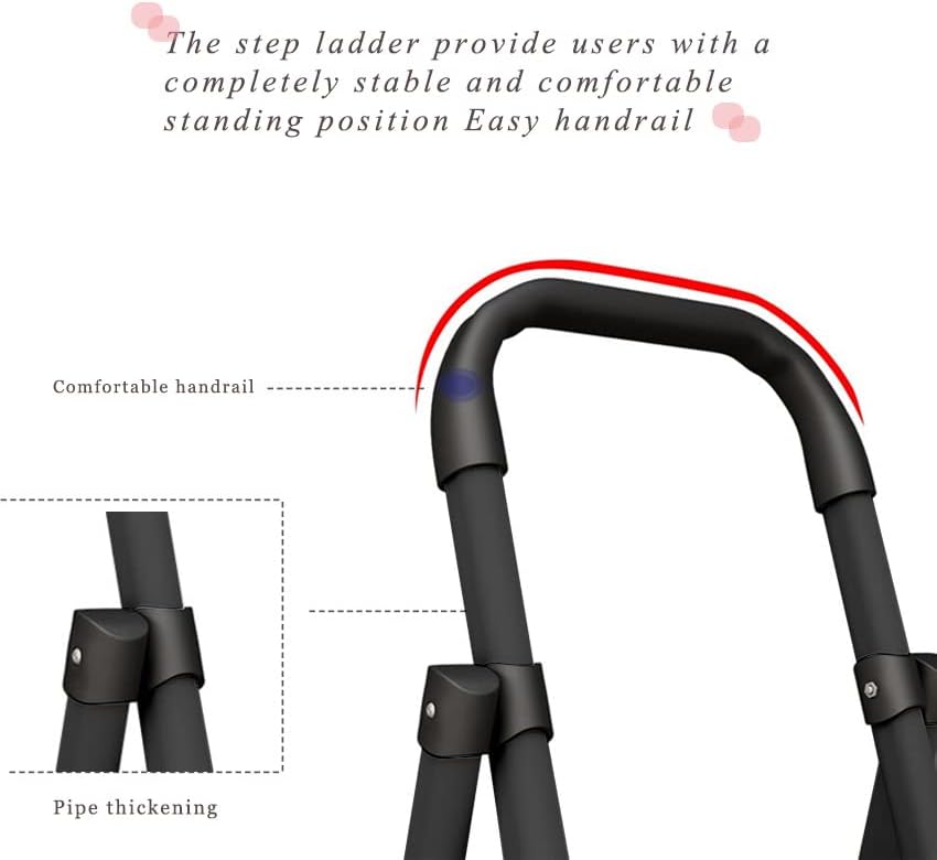 Escalera plegable con plataforma antideslizante, marco de acero portátil para adultos con pedal antideslizante, escalera de acero resistente