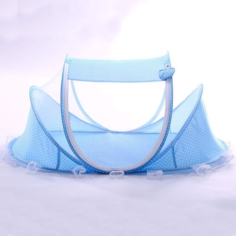 Red para cama de bebé, portátil plegable para cama de bebé, poliéster para recién nacidos, cama de viaje (azul cielo, verde)