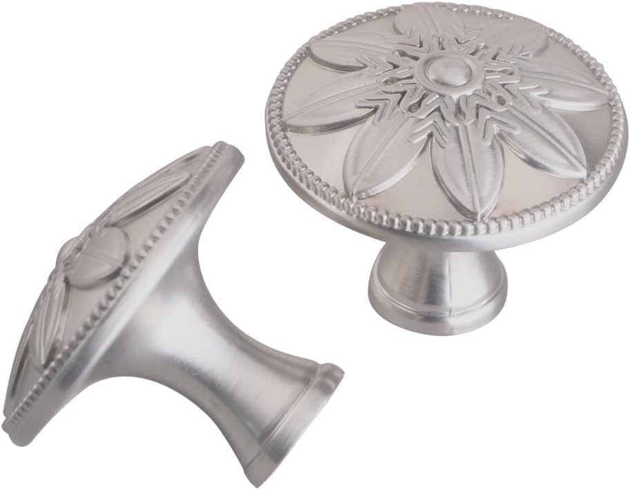 Paquete de 8 pomos de níquel cepillado para gabinetes, 1-25 pulgadas de diámetro, pomos plegables de níquel para cajones de baño, cocina, cajones,