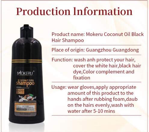 Champú permanente para el cabello, aceite de coco natural, tinte para el cabello de larga duración (negro)