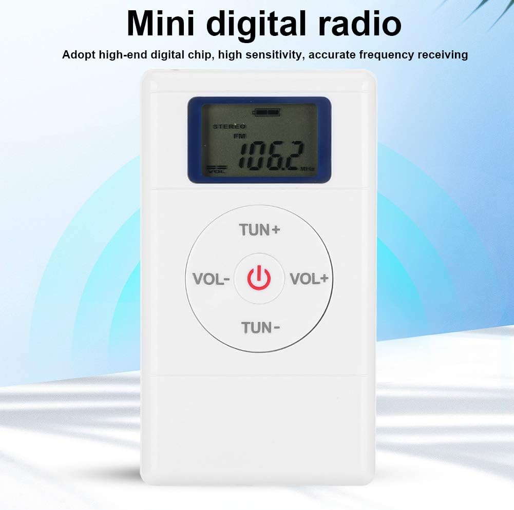 Mini radio digital, radio FM de sintonización portátil, mini radio digital Walkman con cordón y auriculares para interpretación simultáneadeportes