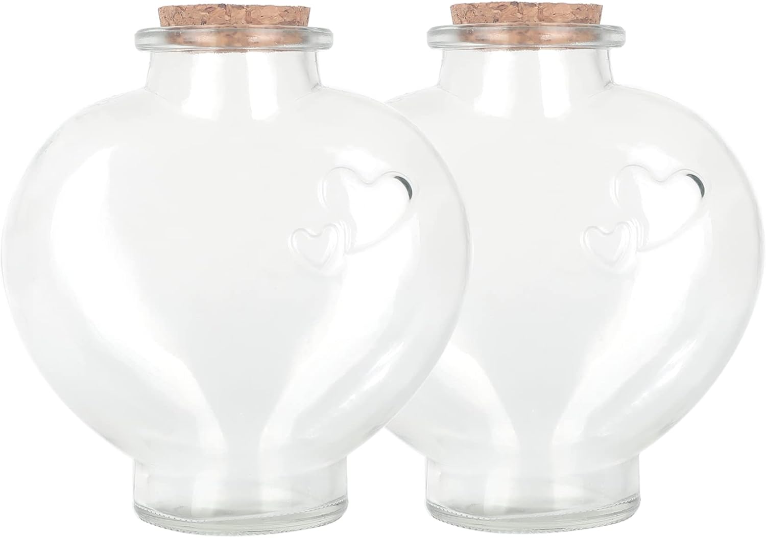 Magic Season Botellas de vidrio decorativas con tapones de corcho (botellas en forma de corazón de 12 fl oz2 piezas)