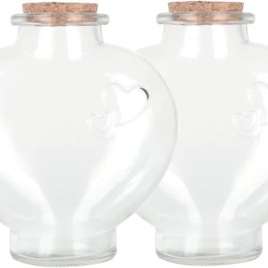 Magic Season Botellas de vidrio decorativas con tapones de corcho (botellas en forma de corazón de 12 fl oz2 piezas) Magic Season Botellas de vidrio decorativas con tapones de corcho (botellas en forma de corazón de 12 fl oz2 piezas)