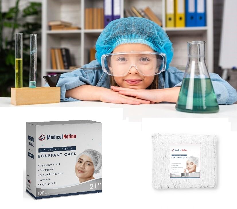 Medical Nation Red para el cabello, redes plisadas desechables  Blanco, 100 unidades  Redes de pelo para servicio de alimentos, uso médico, redes