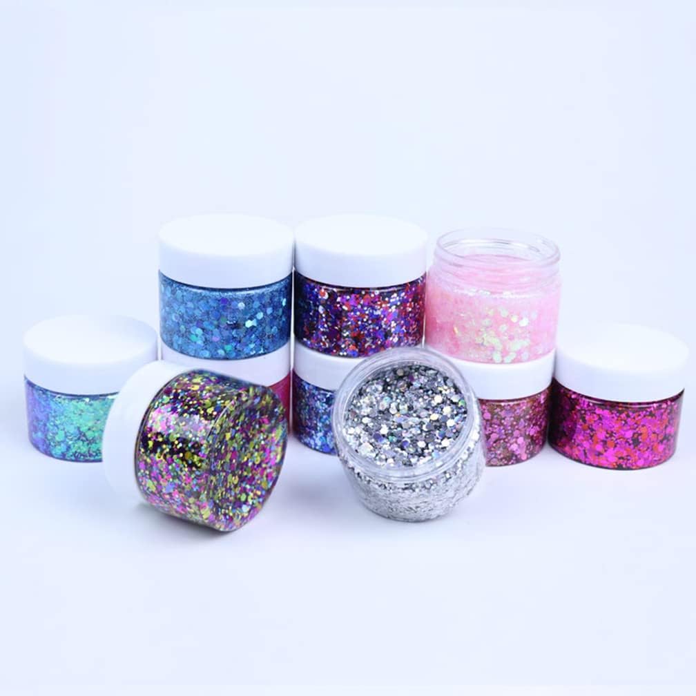 Gel con purpurina para la cara, maquillaje holográfico, con purpurina gruesa, fórmula exfoliante para el cuerpo, pegamento con purpurina, color