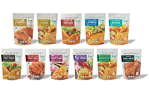 Pan migas (12 onzas), migas de pan de trigo crujiente dorado, migas de pan para revestimiento y relleno, hamburguesa, Schnitzel, verduras,
