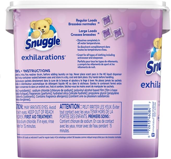 Generic Snuggle Exhilarations In Wash – Paquete potenciador de aroma para lavandería, lavanda y orquídea de vainilla, 56 unidades (2)