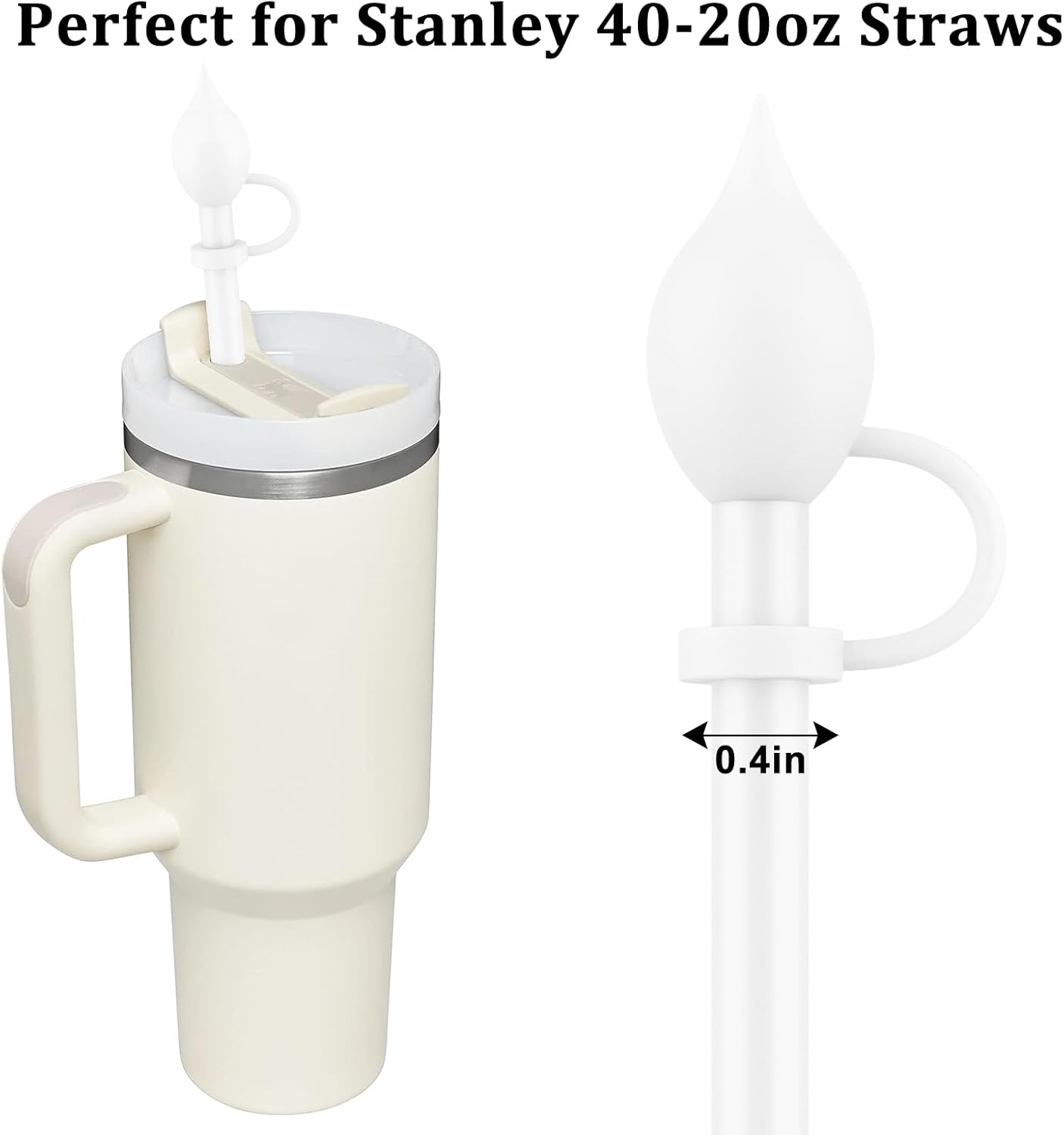 4 fundas de popote para Stanley Cup de 40 a 20 onzas, tapas de silicona de 0.4 pulgadas, accesorios de copas Stanley, a prueba de polvo y fugas (4