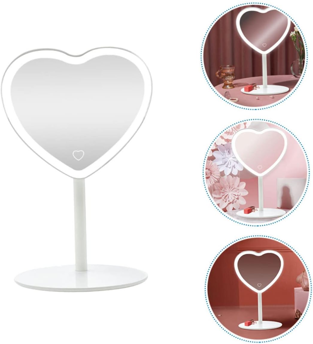 NOLITOY Espejo de tocador con luces LED, espejo de maquillaje con luces, espejo de belleza, espejo de mesa, espejo de escritorio, elegante espejo de