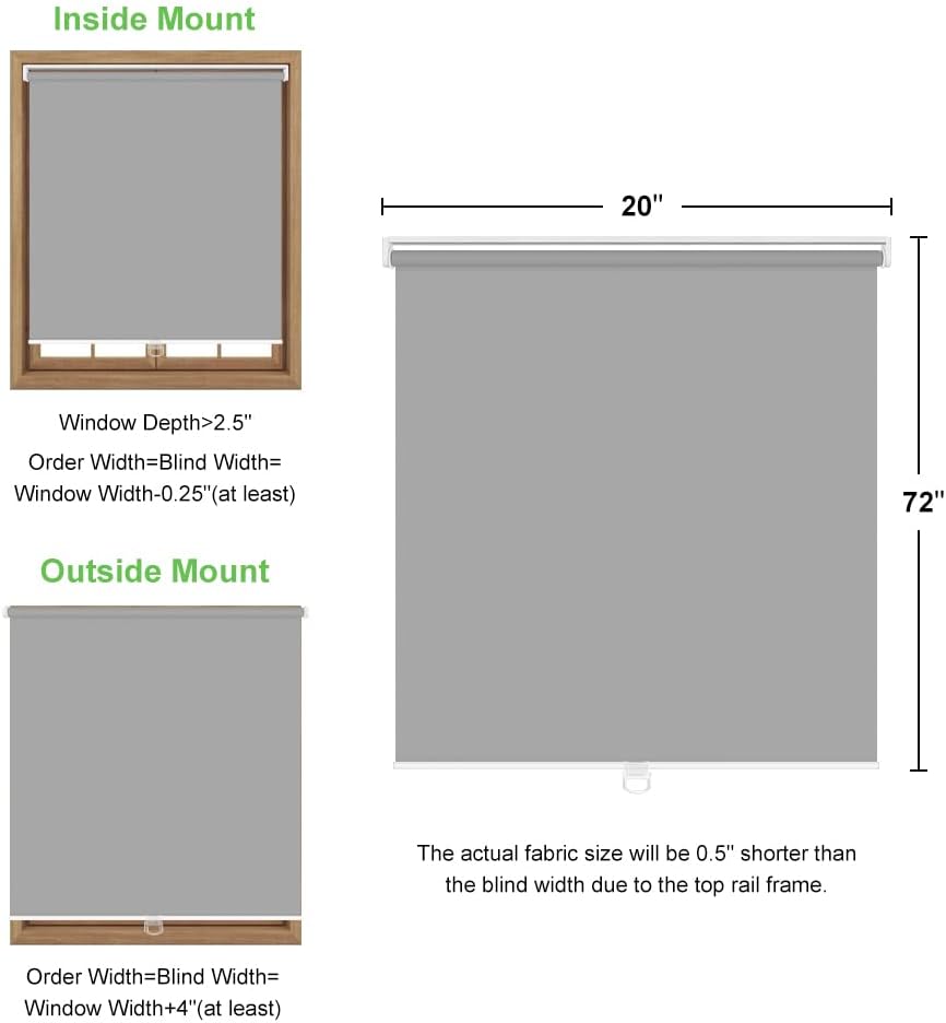 Kokorona Persianas enrollables opacas sin cordón para ventanas, oscurecimiento de la habitación, con aislamiento térmico, ahorro de energía, para