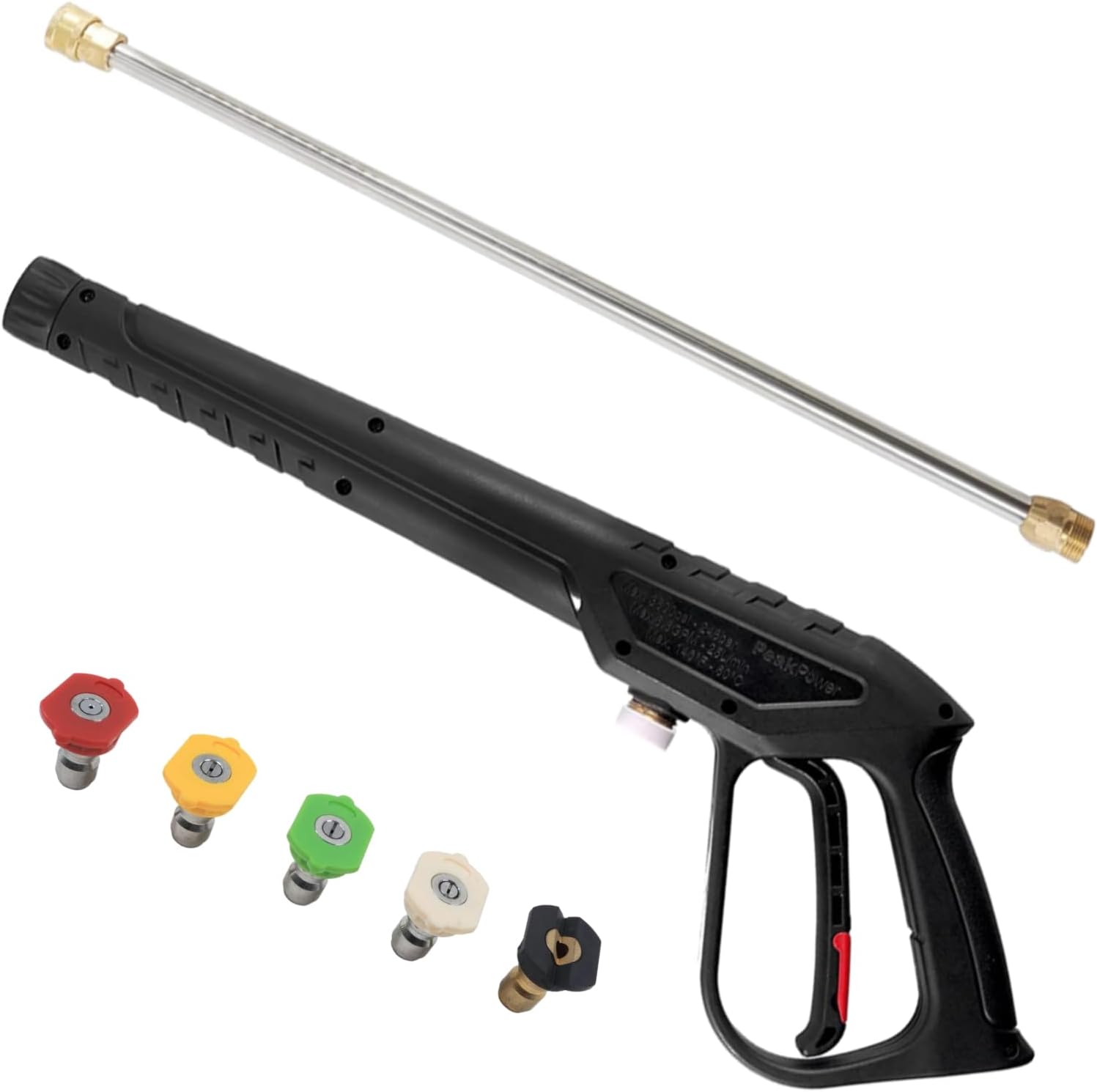 FGDCHNJ Pistola de lavado a presión con varita de extensión de repuesto, pistola de lavado de autos con rosca M22-0.551 in, 5 puntas de boquilla, 40