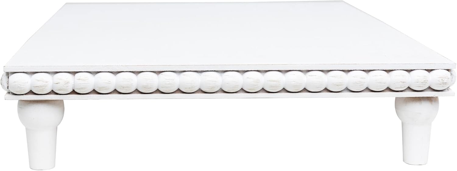 GENMOUS Farmhouse – Soporte de pedestal blanco para decoración de baño, bandeja rústica grande escalonada, soporte de pedestal para exhibición de