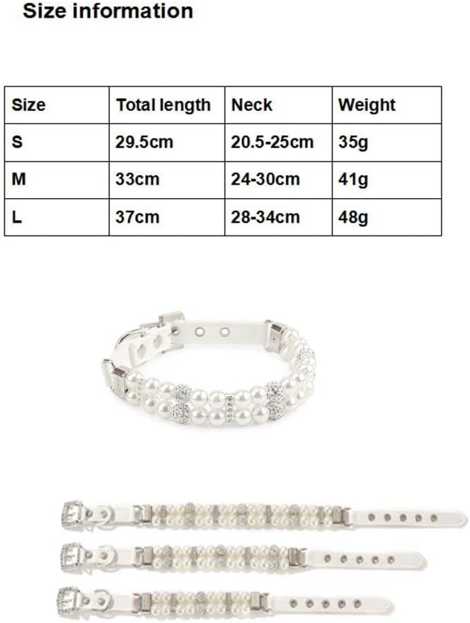 Collar para gato, 1 collar para mascotas, collar de perlas artificiales con diamantes de imitación para gato, gargantilla ajustable para mascotas,
