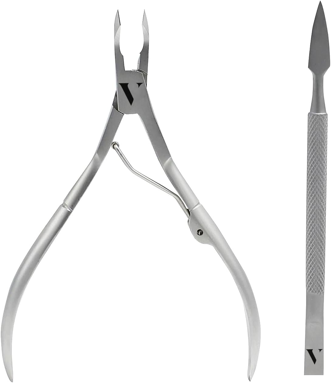 Vivre – Cortador de cutículas de acero inoxidable con empujador de cutículas, de grado profesional y duradero, perfecto para manicura de pedicura,