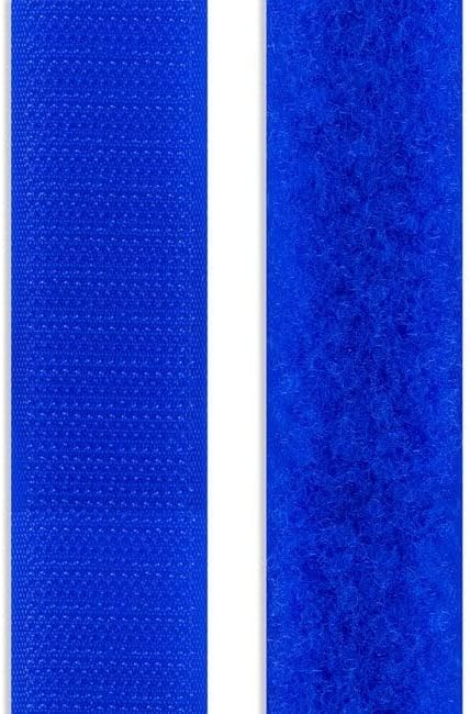 Cinta de gancho y bucle de 1 pulgada de ancho, color azul real, no adhesiva, 1 yarda de longitud, cinta de nailon azul, juego de sujetadores de tela