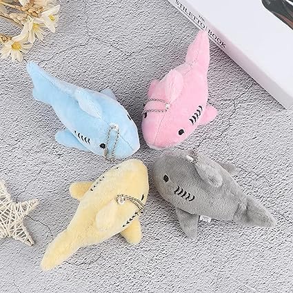 Llavero de tiburón de peluche gris con forma de tiburón suave, juguetes de peluche de animales de la vida oceánica, llavero para bolsa, bolso,