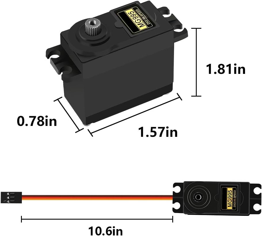 4 piezas MG995 RC Servo Moto Metal Gear Servo de alta velocidad Motor servo digital compatible con coche inteligente robot, barco, helicóptero RC,