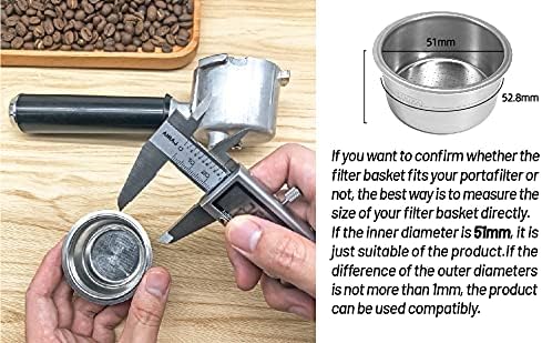 NEOUZA Cesta portafiltro de 2.008 in para Delonghi EC680EC685 Breville 250XL Yabano Coffee Espresso Machine  Doble taza no presurizada, acero