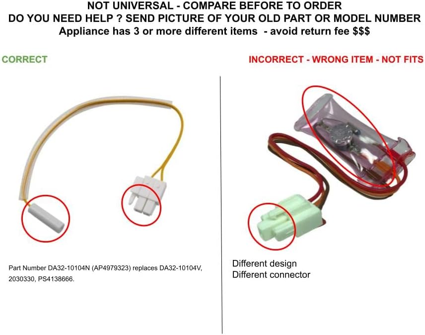 GlobPro AP4979323 PS4138666 EAP4138666 PD00026468 Sensor de temperatura de descongelación de nevera 2 terminales de repuesto para Samsung Heavy DUTY - Imagen 5