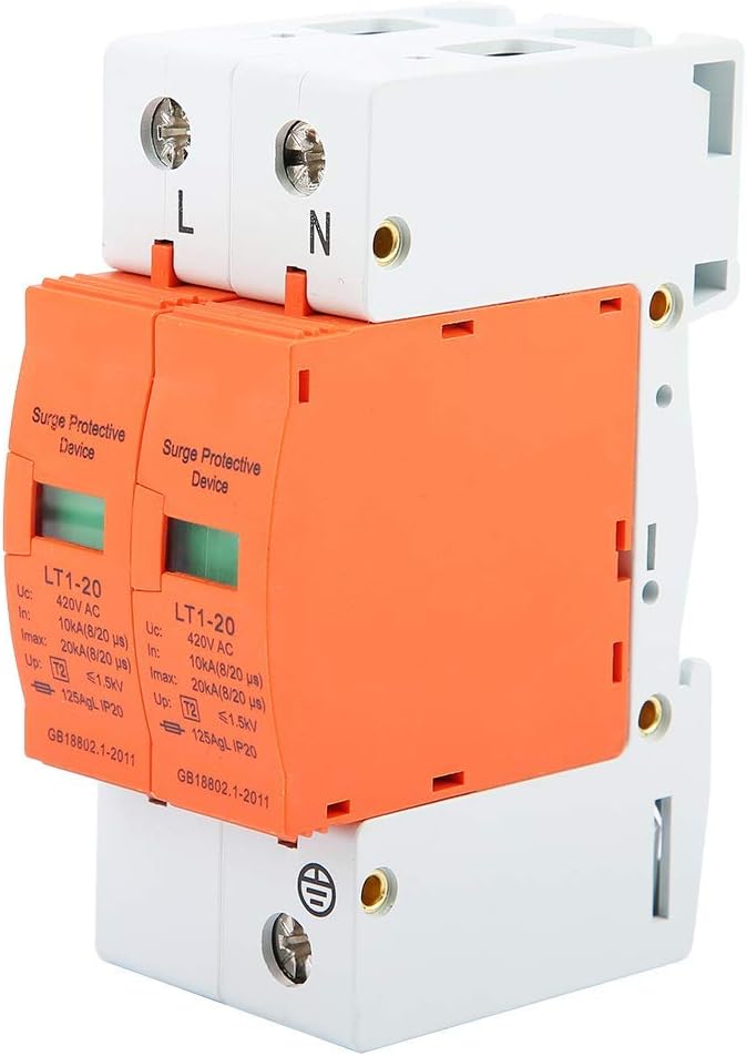 Dispositivo de protección de 2 polos, 1 unidad, protector de montaje en riel DIN, dispositivo de bajo voltaje, 10-20KA 420V, protección electrónica