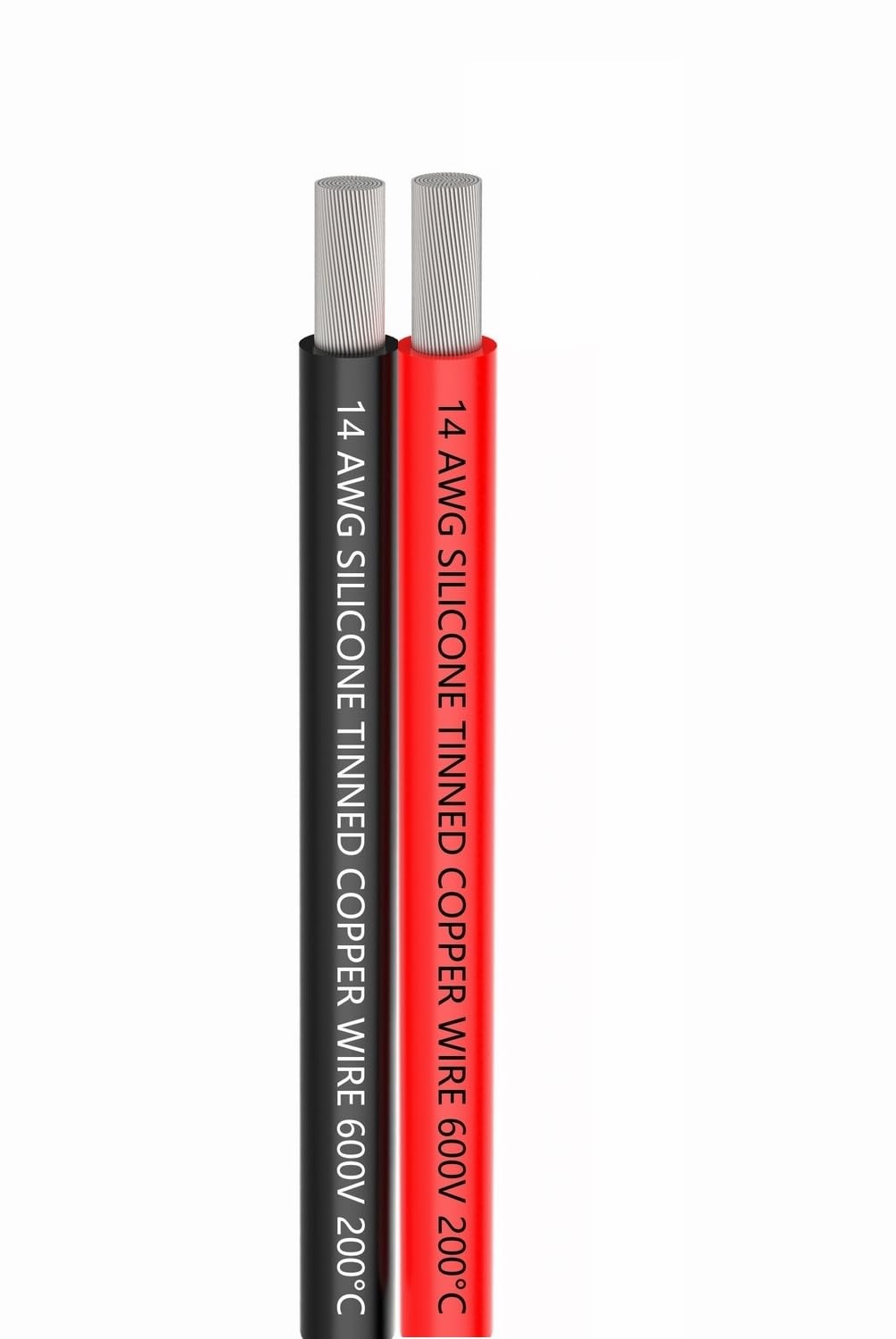 Alambres eléctricos de silicona de 14 AWG de 30 pies 15 pies negro y 15 pies rojo 2 conductores de alambre paralelo alambre de cobre estañado suave