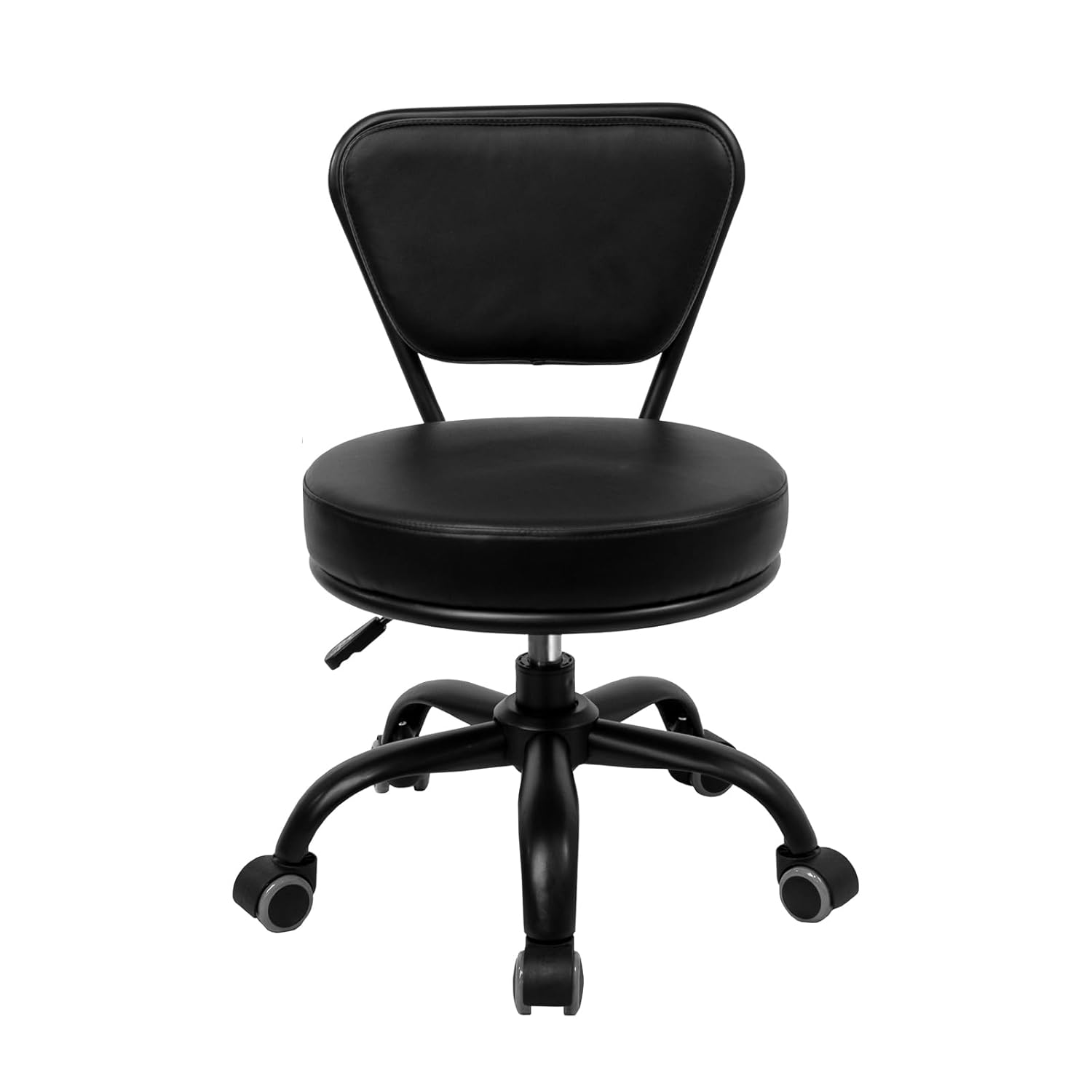 Dayton Taburete de pedicura (negro mate) neumático, altura ajustable, perfecto para salón de uñas, pedicura spa