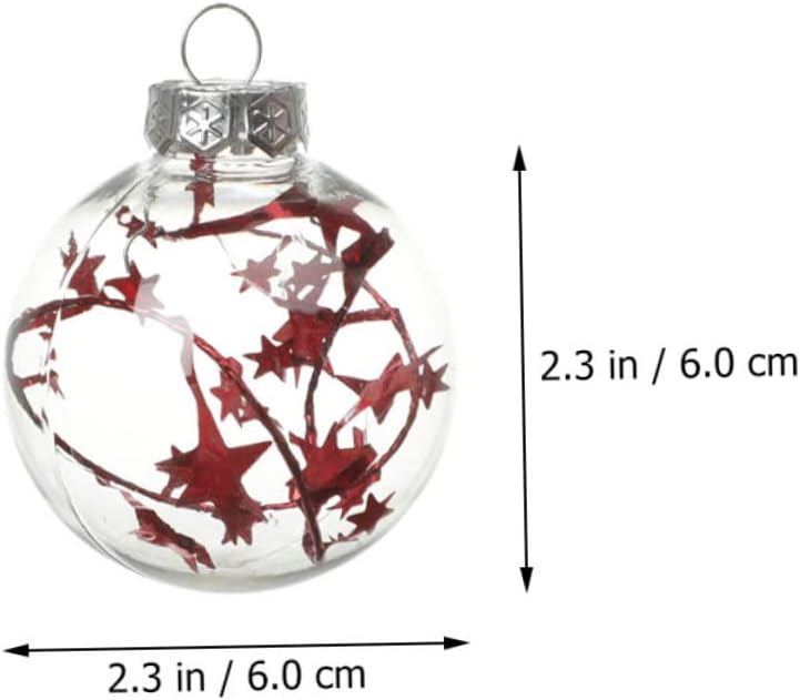 Zerodeko 6 bolas de Navidad decorativas, inastillables, adornos de Navidad transparentes, adorno de bola rellenable, bola de árbol de Navidad, bola