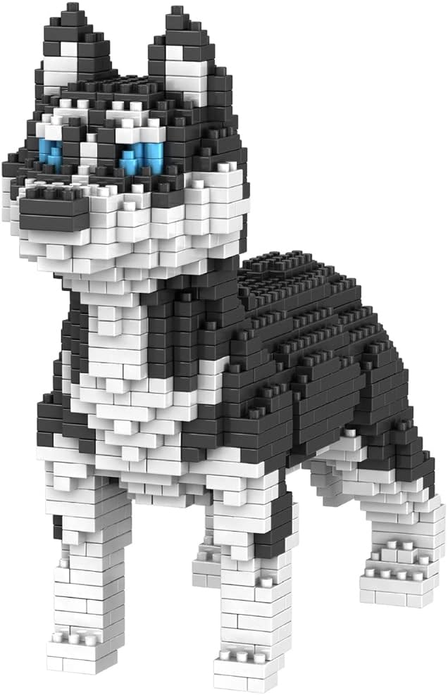 ISeeSee Juego de micro bloques de construcción de perros de construcción 3D de ladrillos de juguete para niños o adultos Husky 950PCS