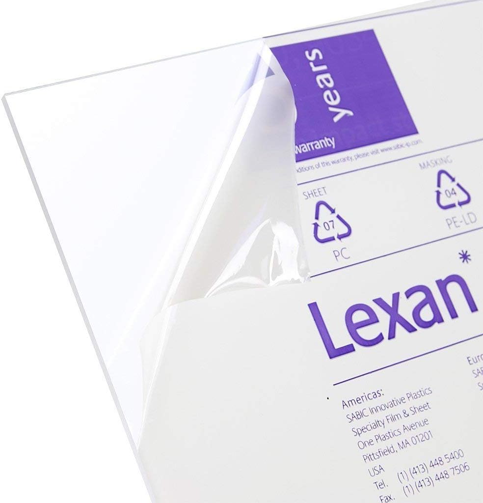 Sibe-R-Plastics Supply – Hoja de policarbonato Lexan transparente de 0.040 pulgadas de grosor elige tu tamaño (18 x 48 pulgadas)