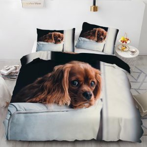 Beige Puppy California King Duvet Cover Animal Print Bedding Soft Microfiber Comforter Cover and 2 Pillow Shams 20″X36″, Bed Set Duvet Covers with Beige Puppy California King Duvet Cover Animal Print Bedding Soft Microfiber Comforter Cover and 2 Pillow Shams 20″X36″, Bed Set Duvet Covers with