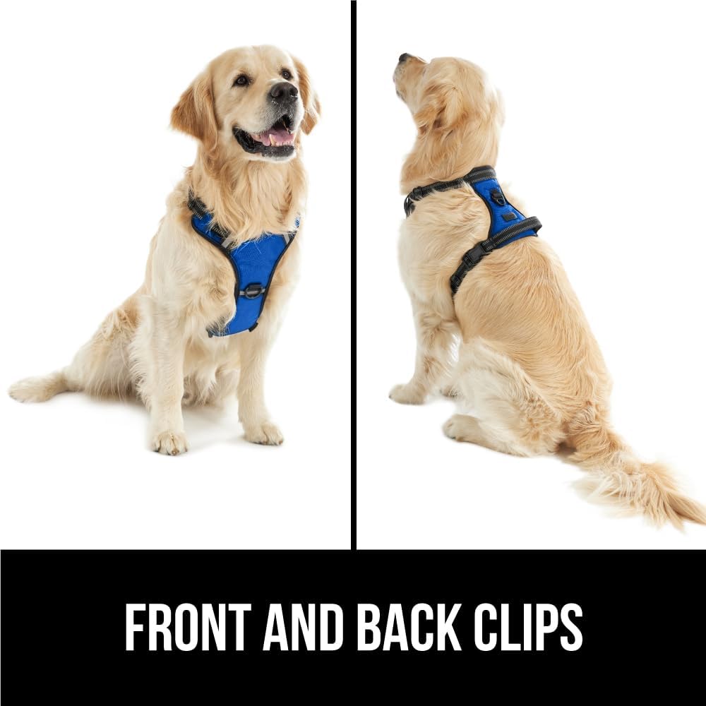 Gorilla Grip Arnés cómodo y duradero sin tirones para perro con asa, clips de correa para mascotas en el pecho o la espalda para caminar, chaleco de