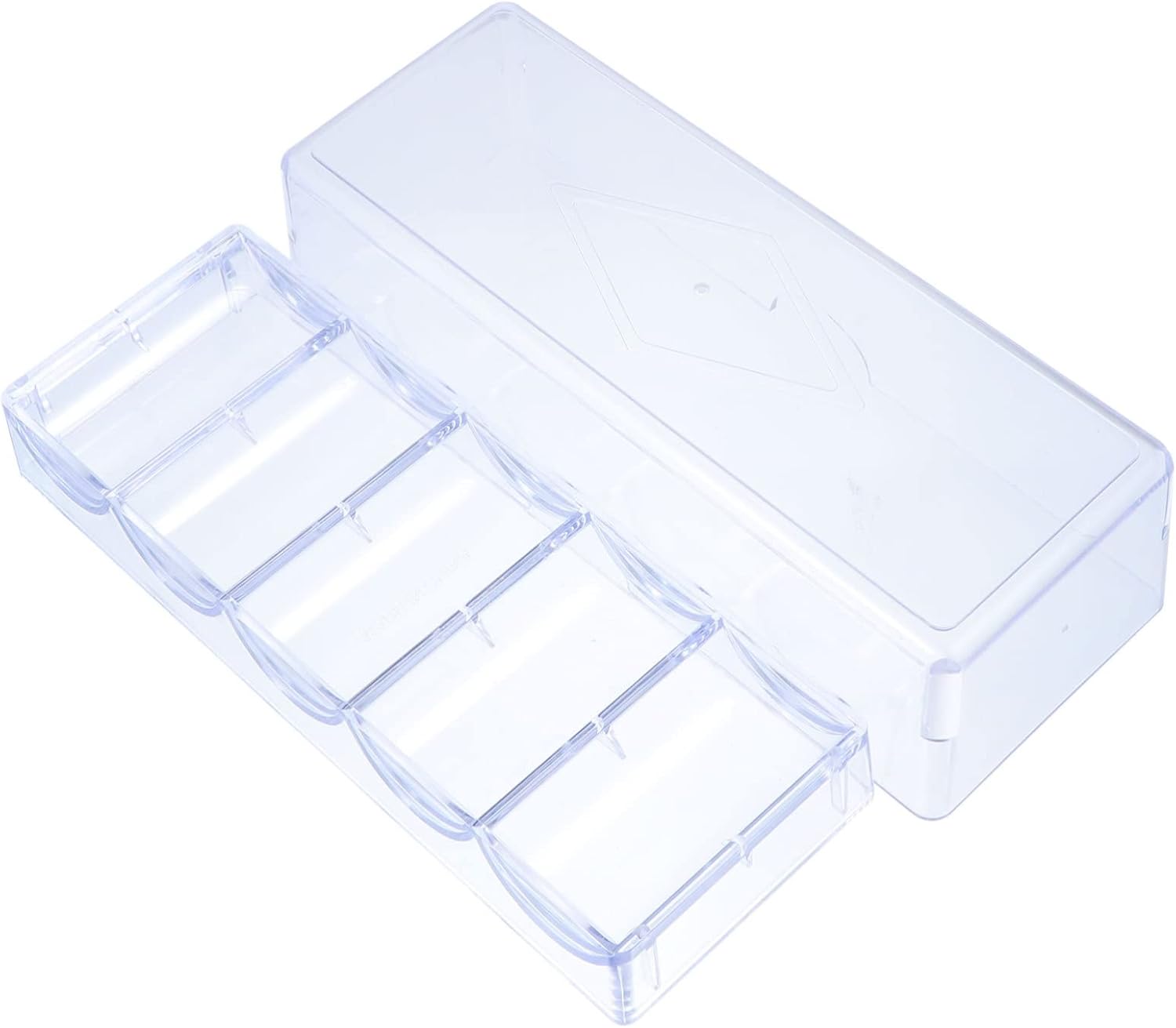 LABRIMP Contenedor de almacenamiento de 5 compartimentos de plástico, caja de chips, contenedor transparente, caja organizadora transparente para