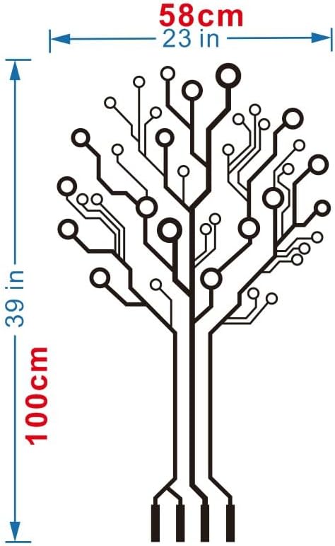 Pegatinas de pared para placa de circuito de tecnología de oficina, software de computadora, árbol de ciencia, decoración de pared, arte extraíble,
