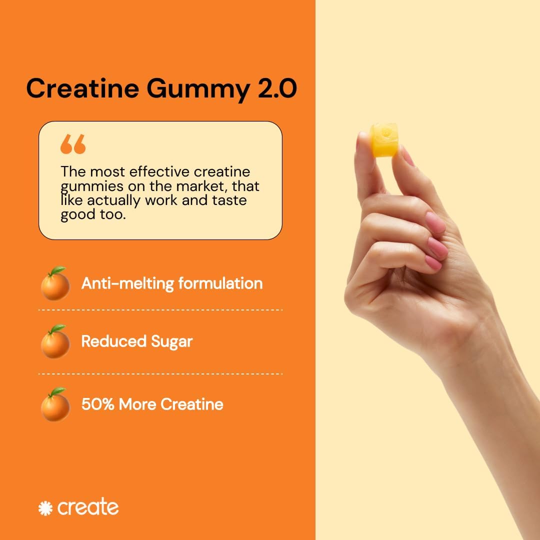 Create Gomitas de monohidrato de creatina para hombres y mujeres, aumenta la concentración, la fuerza y la resistencia, fórmula antifusión, veganas,
