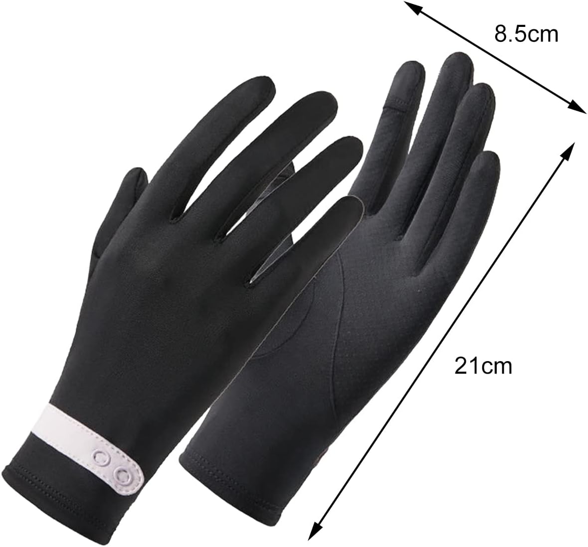 1 par de guantes elásticos de seda de hielo de verano con botones y puño, guantes de protección solar para mujer, guantes de protección solar para