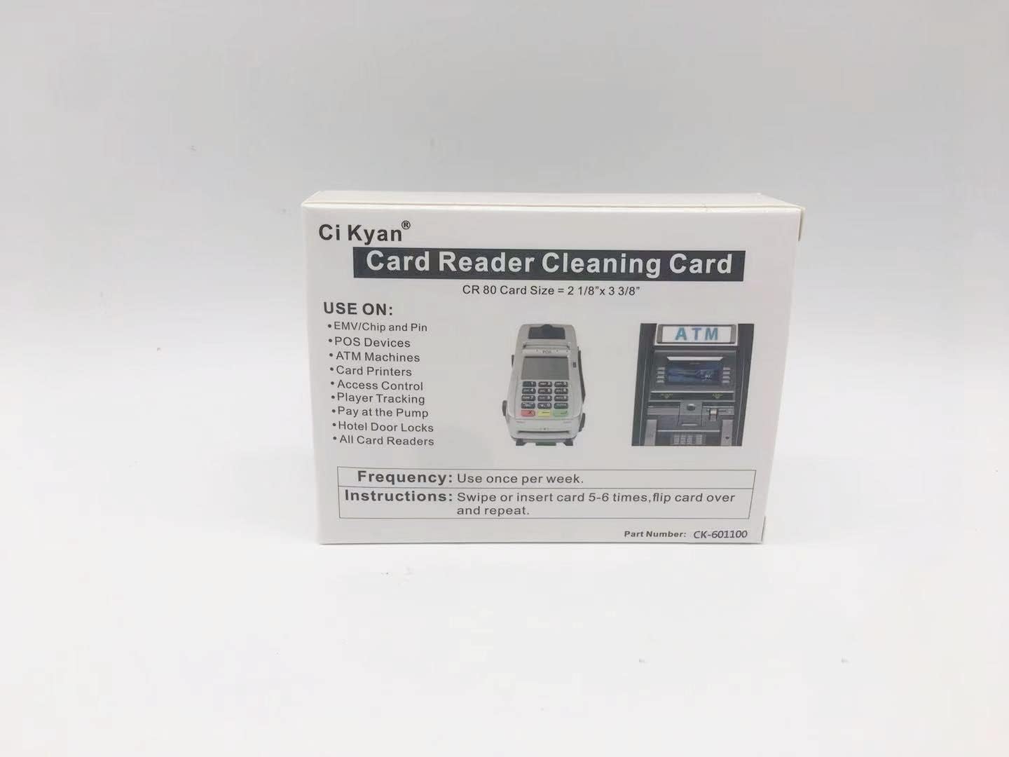 Tarjetas de limpieza CR80, limpiador de lector de tarjetas de doble cara, tarjetas de limpieza de terminales de deslizamiento POS CK-CR80 (25 piezas)