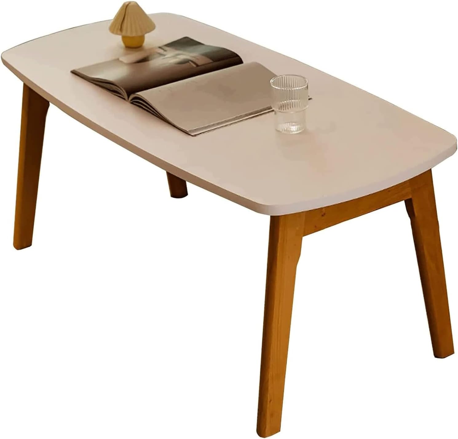 Mesa de Centro Mesa de centro de madera maciza, mesa plegable estilo japonés, mesa auxiliar para sala de estar, sofá, mesa auxiliar de 17.7 in de