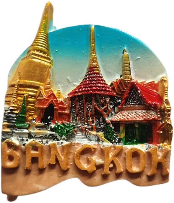 Imán de nevera 3D Bangkok Tailandia regalo de recuerdo, resina hecha a mano Bangkok refrigerador imán para decoración del hogar y la cocina